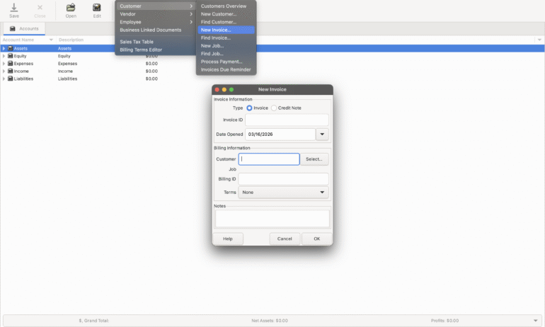 Invoicing page