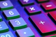 Calculator button, close-up.