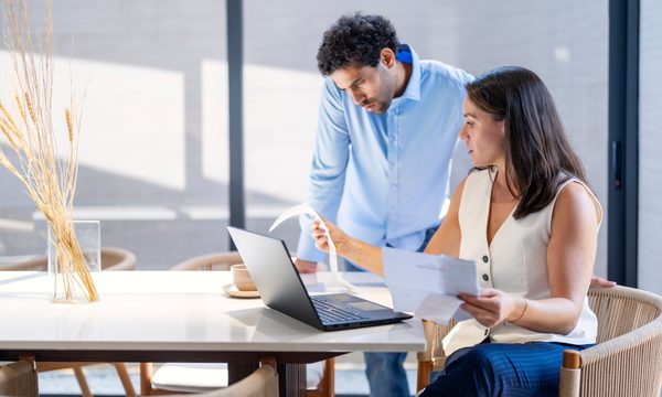 Couple reviewing finances