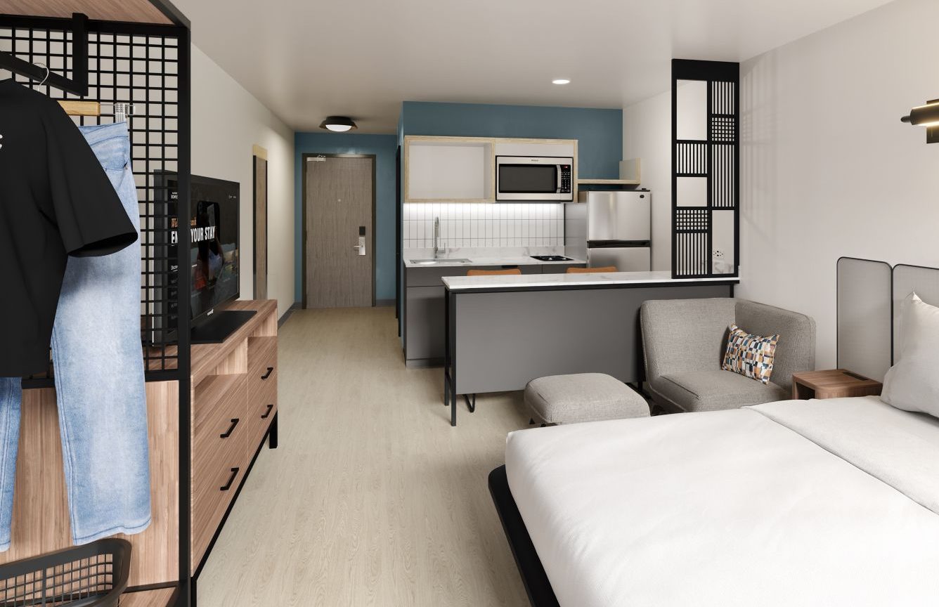 A rendering of a room at StudioRes Fort Myers. (Photo courtesy of Marriott)
