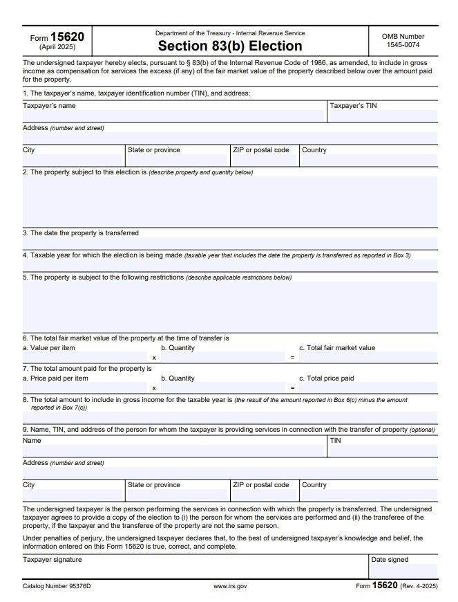 IRS 83(b) election form