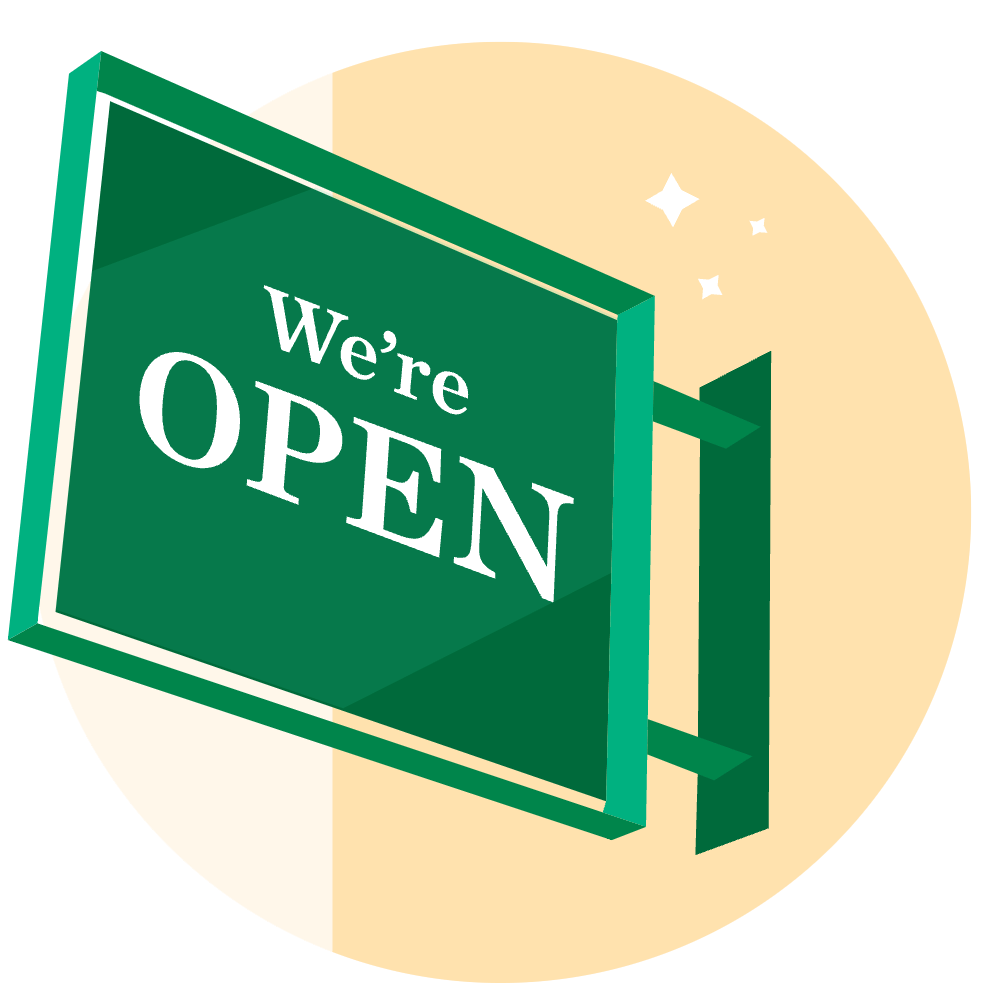 we're open sign