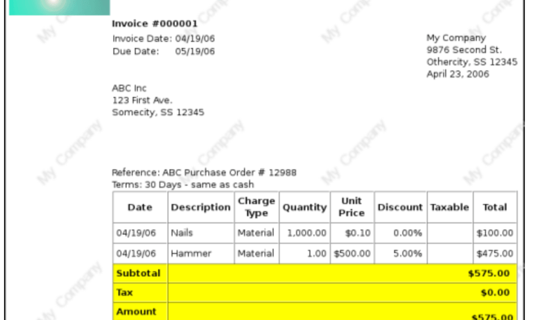 Document, Invoice, Text