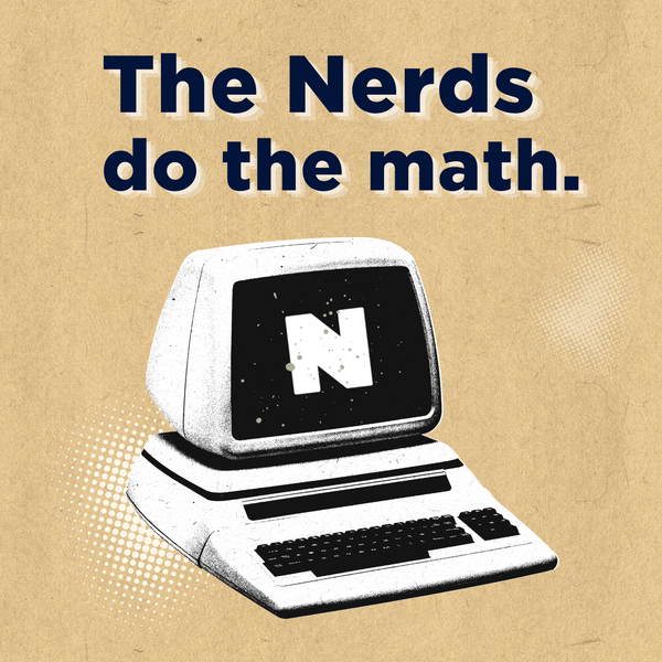 Graphic of a vintage computer with NerdWallet logo on the screen and the words "The Nerds do the math" referring to home warranty value.