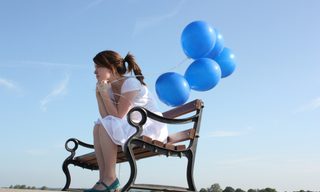 Person, Sitting, Balloon