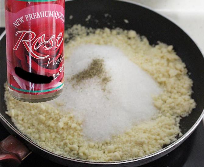 add sugar and rose water