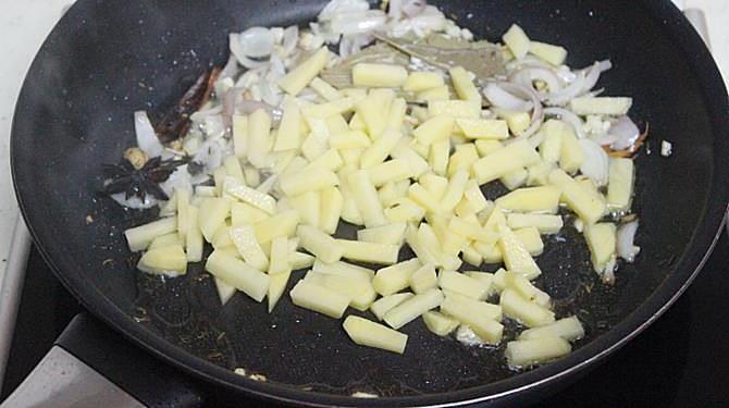 roasting aloo until cooked