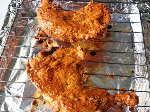 baste the chicken with chili oil