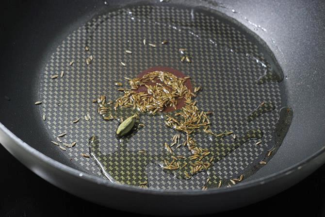spices sizzling in a pan