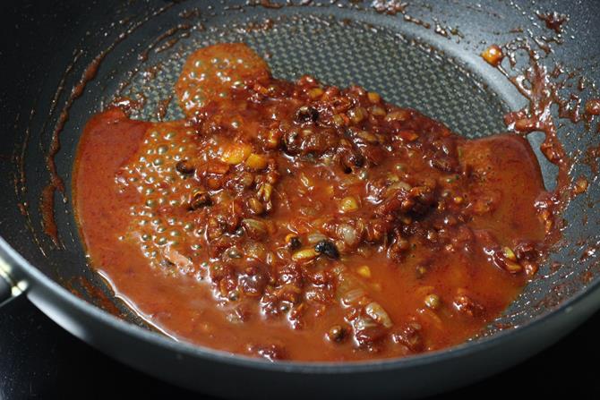 addition of water to the sauce