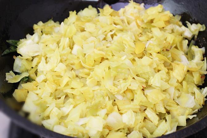 Add steamed cabbage