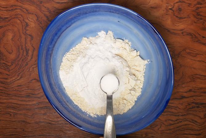 adding salt to flour