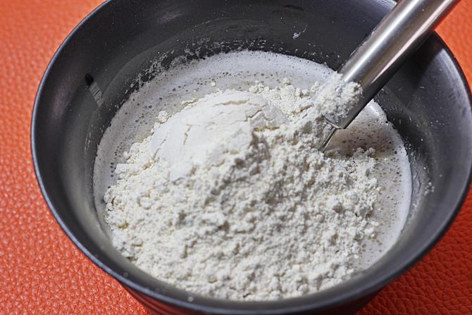 mix dry and wet to make eggless banana pancakes recipe