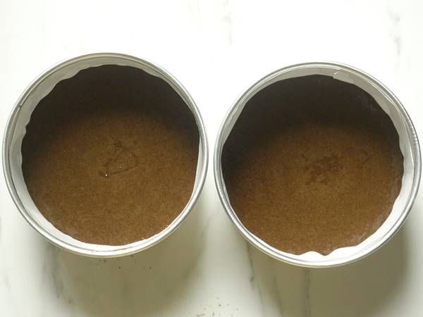 pour batter to pan to make classic chocolate cake