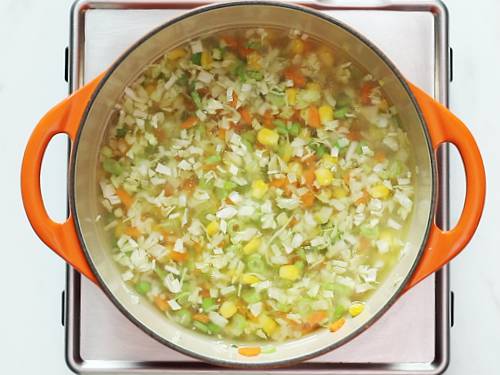 pouring water or broth