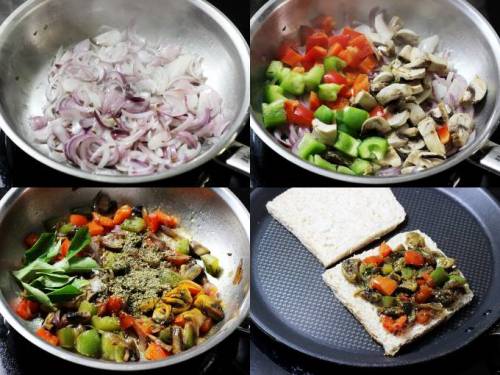 sauteing bell peppers and mushrooms