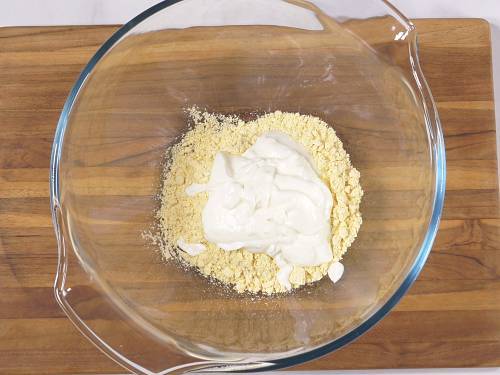 mixing besan and curd
