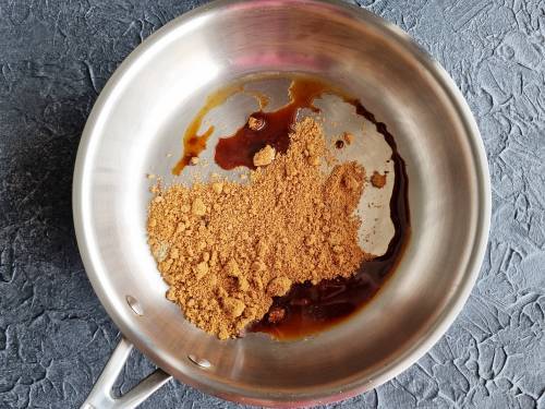 jaggery with water in a pan