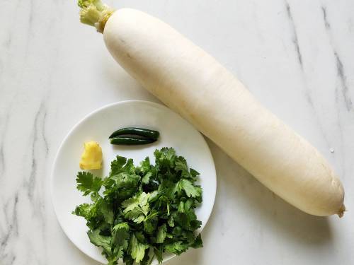 fresh radish and coriander leaves
