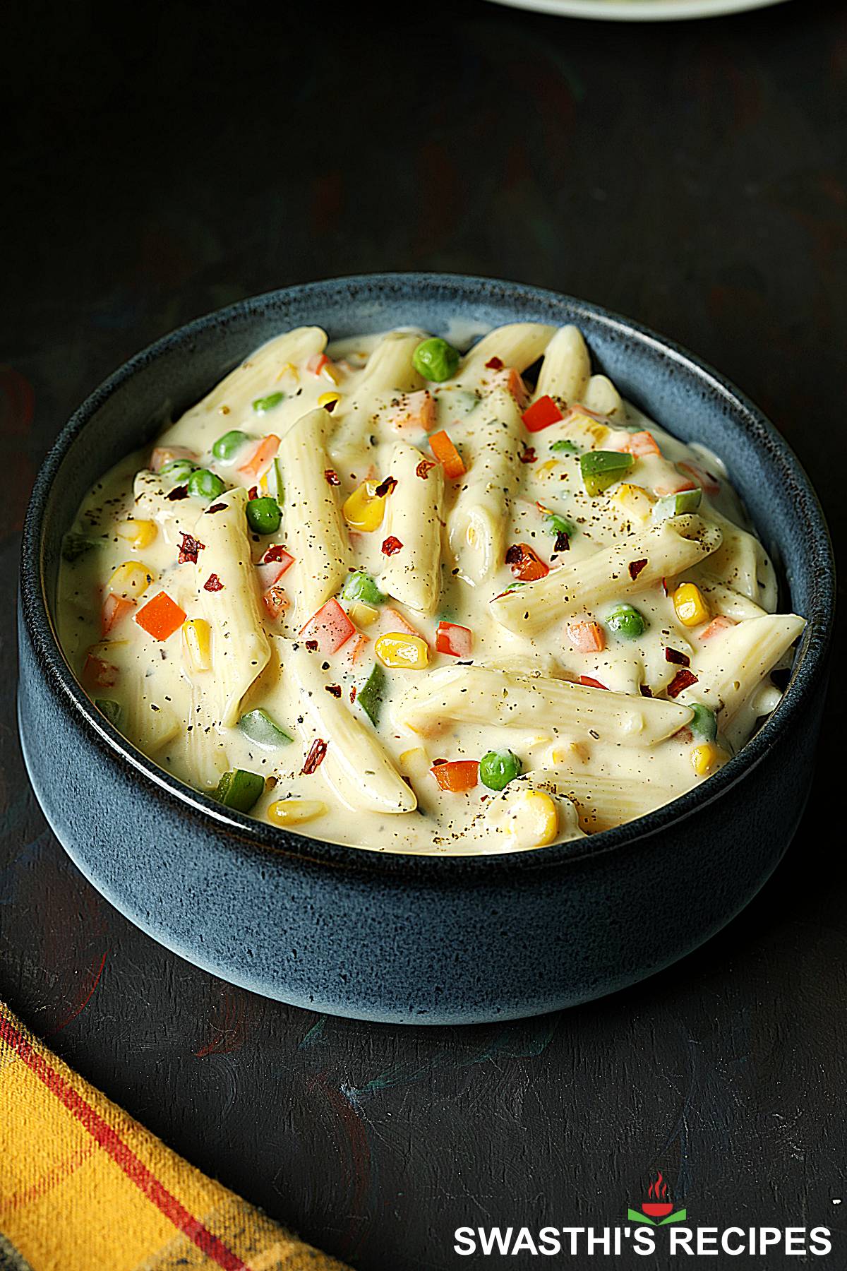 White Sauce Pasta - Béchamel Sauce Pasta in a bowl