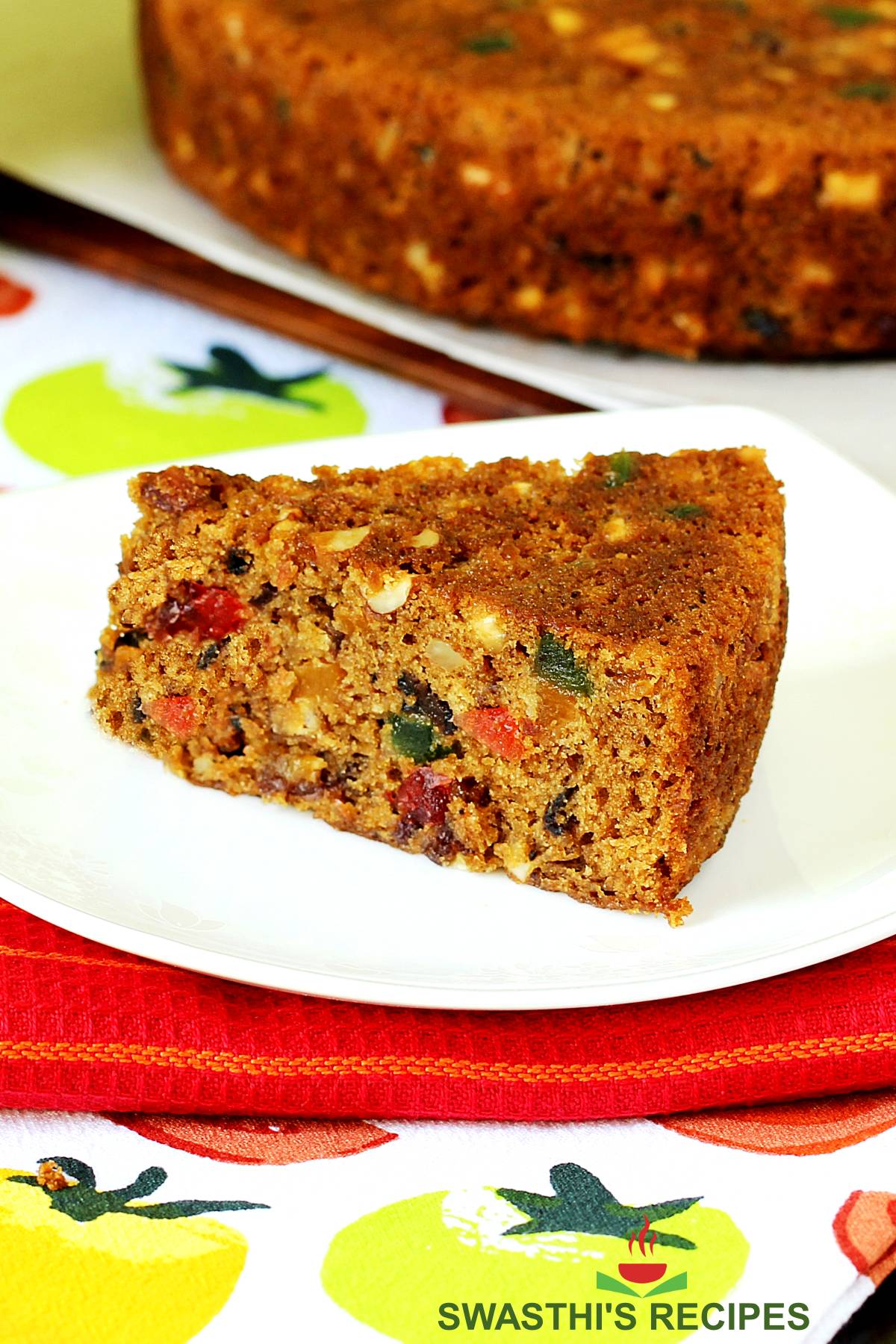 Eggless Christmas Fruit Cake