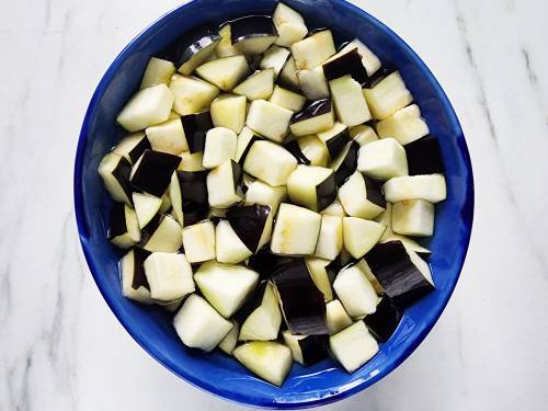 diced eggplants in brine