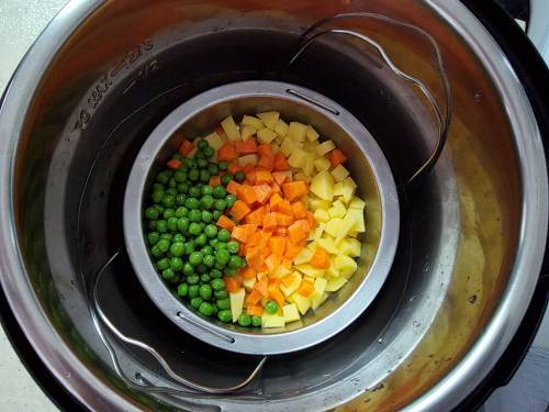 steaming veggies in a basket